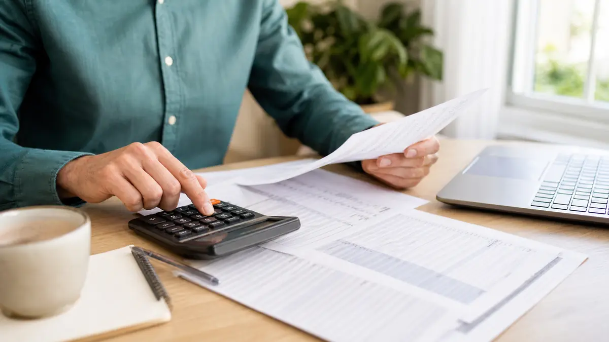 A homeowner double checking the math on a construction estimate before signing.