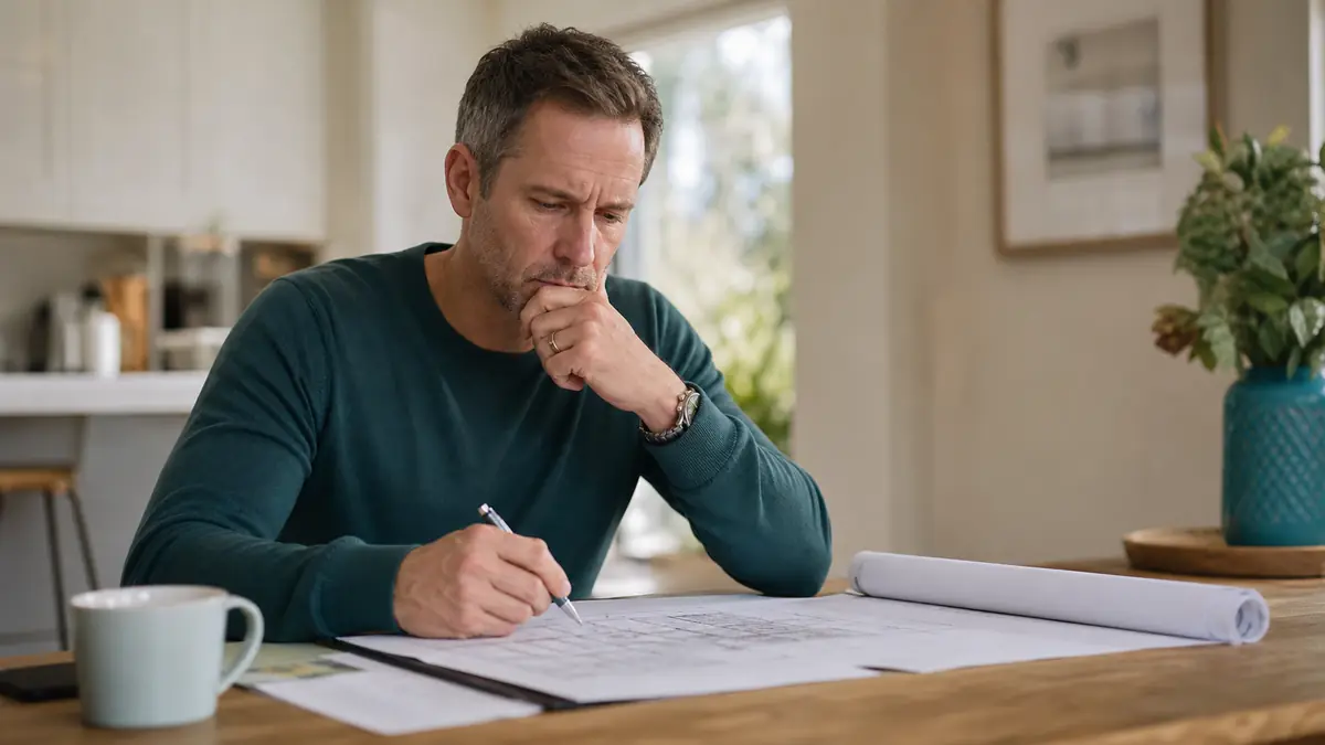 A homeowner noticing a red flag while reviewing a contractor bid before signing.